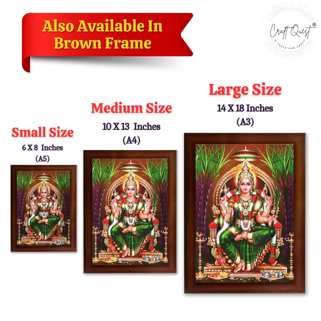 CRAFT QUEST Lalitha Devi for Pooja Tripura Sundari Mata Wall Painting Photo Framed | South God Picture Frame for Home, Office, Temple & Gifting, Decor