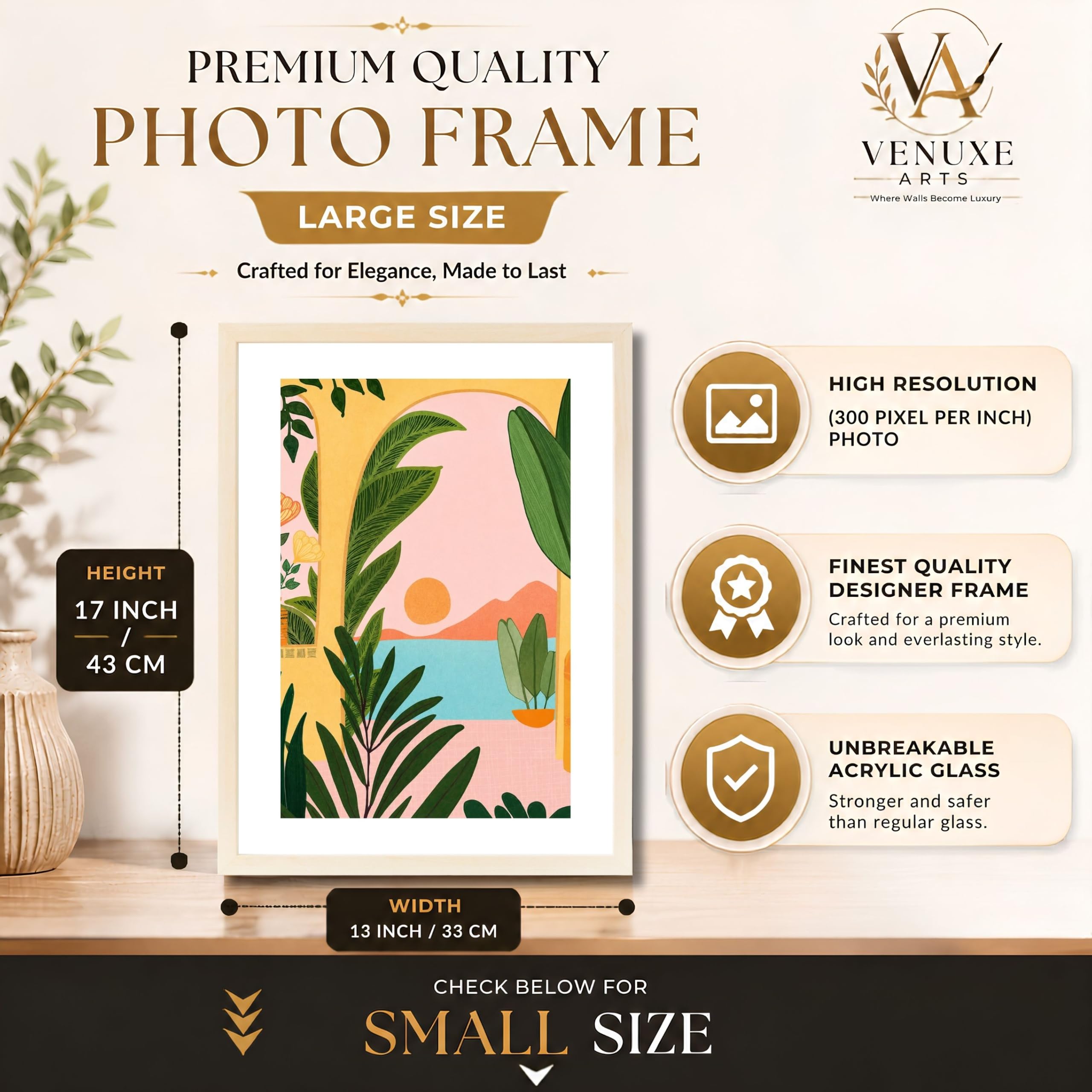 VENUXE ARTS Womens Contemporary Wall Art Posters for Home, Office, Study & Bedroom | Ready to Hang Framed Wall Decor | Positive Quote Prints | Gift for Friends & Family