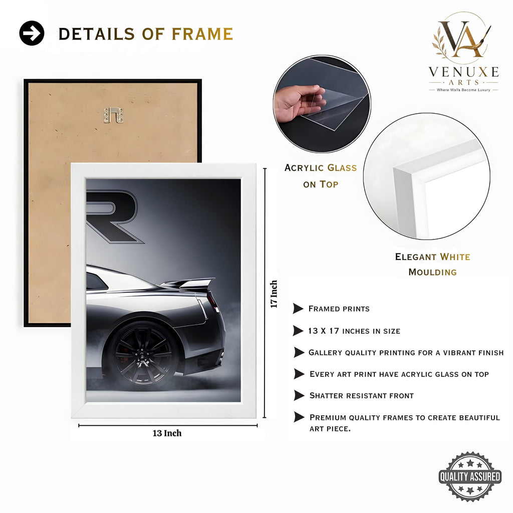 VENUXE ARTS Set Of 3 Big Sports Cars Framed Posters Gift Items for Boys Room Wall Decoration Bedroom, Living Room, Office, Studio Décor | Car Poster Frame for Wall Décor