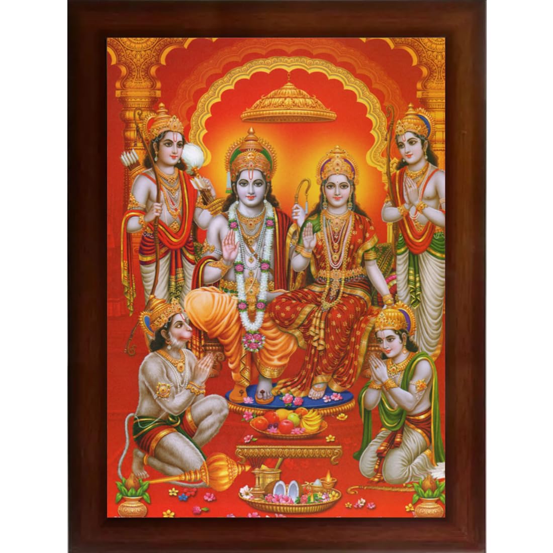CRAFT QUEST Ayodhya Ram Mandir Photo Frame For Wall Decoration Gift Item Painting/Shree Ram Darbar Photo Frame (Large Size, 14 inch X 10 inch, Brown, Religious)