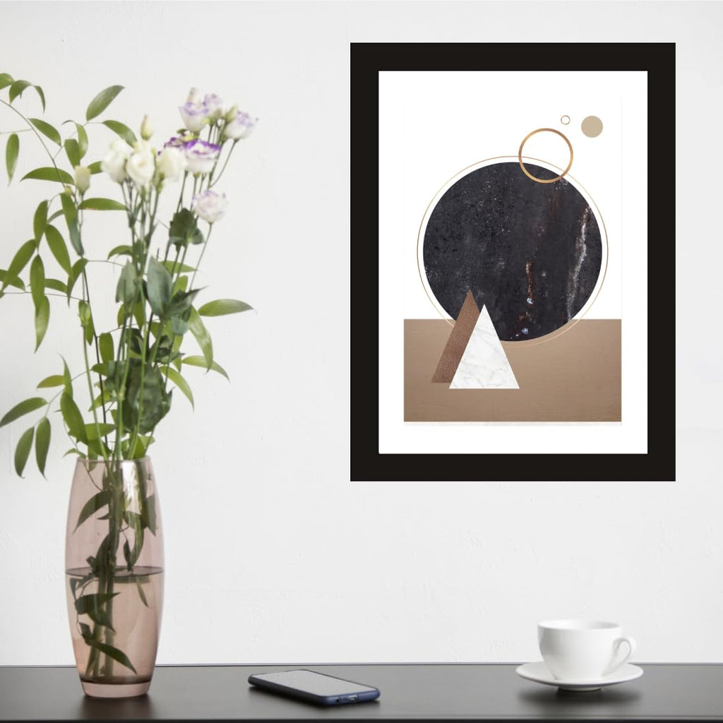 CRAFT QUEST Abstract Modern Techno Harmony Art Poster Frame for Home & Office Wall Decoration - Portrait, Wall Display (Black, 14x10 Inch Frame with Art Print) (Tropical Reverie)