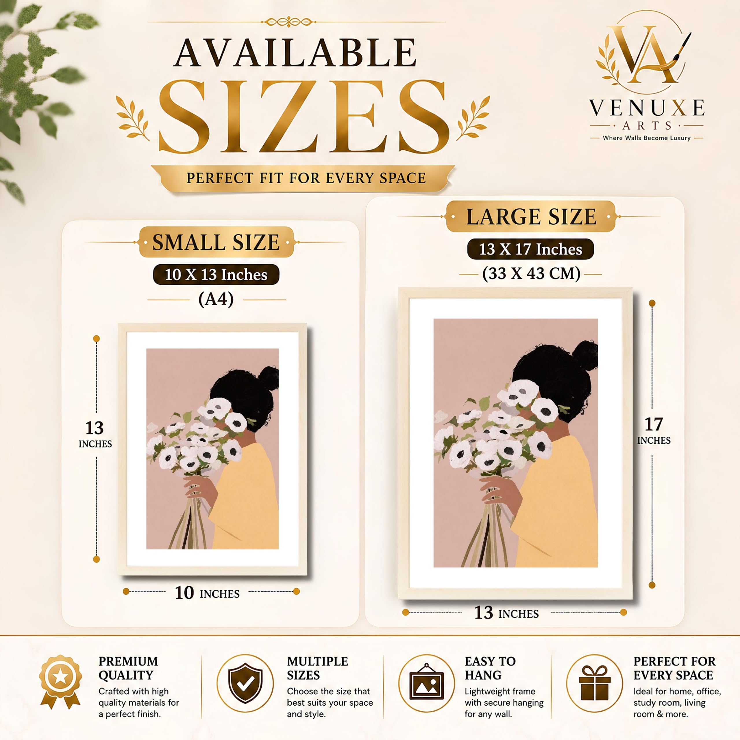 VENUXE ARTS Womens Contemporary Wall Art Posters for Home, Office, Study & Bedroom | Ready to Hang Framed Wall Decor | Positive Quote Prints | Gift for Friends & Family