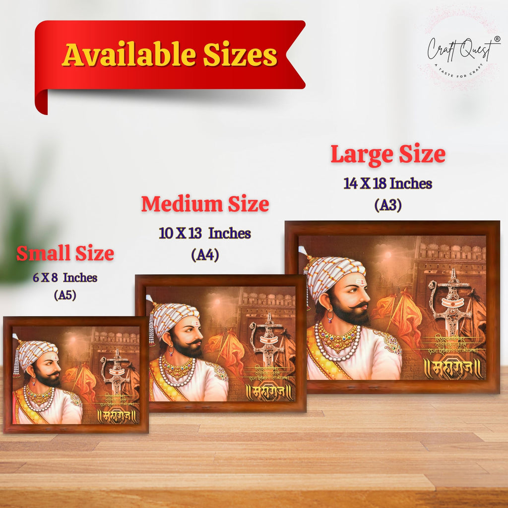 CRAFT QUEST Maharaja Chattrapati Shivaji Maharaj Wall Photo Frame | Lightweight | Home Decoration Item | Best Gifting Option
