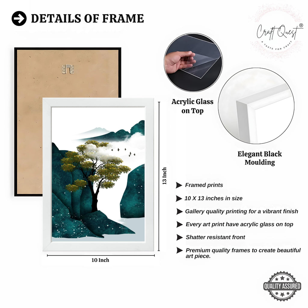 CRAFT QUEST Modern Art Ink Landscape Wall Art | Set of 3 Frames for Home Decoration | Ideal for Living Room, Bedroom & Offices