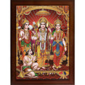 Craft Quest Shree Ram Darbar Sparkle Coated Painting with Frame Home Decorative Gift Item Painting (14 X 10 Inches, Synthetic, Religious, Brown)