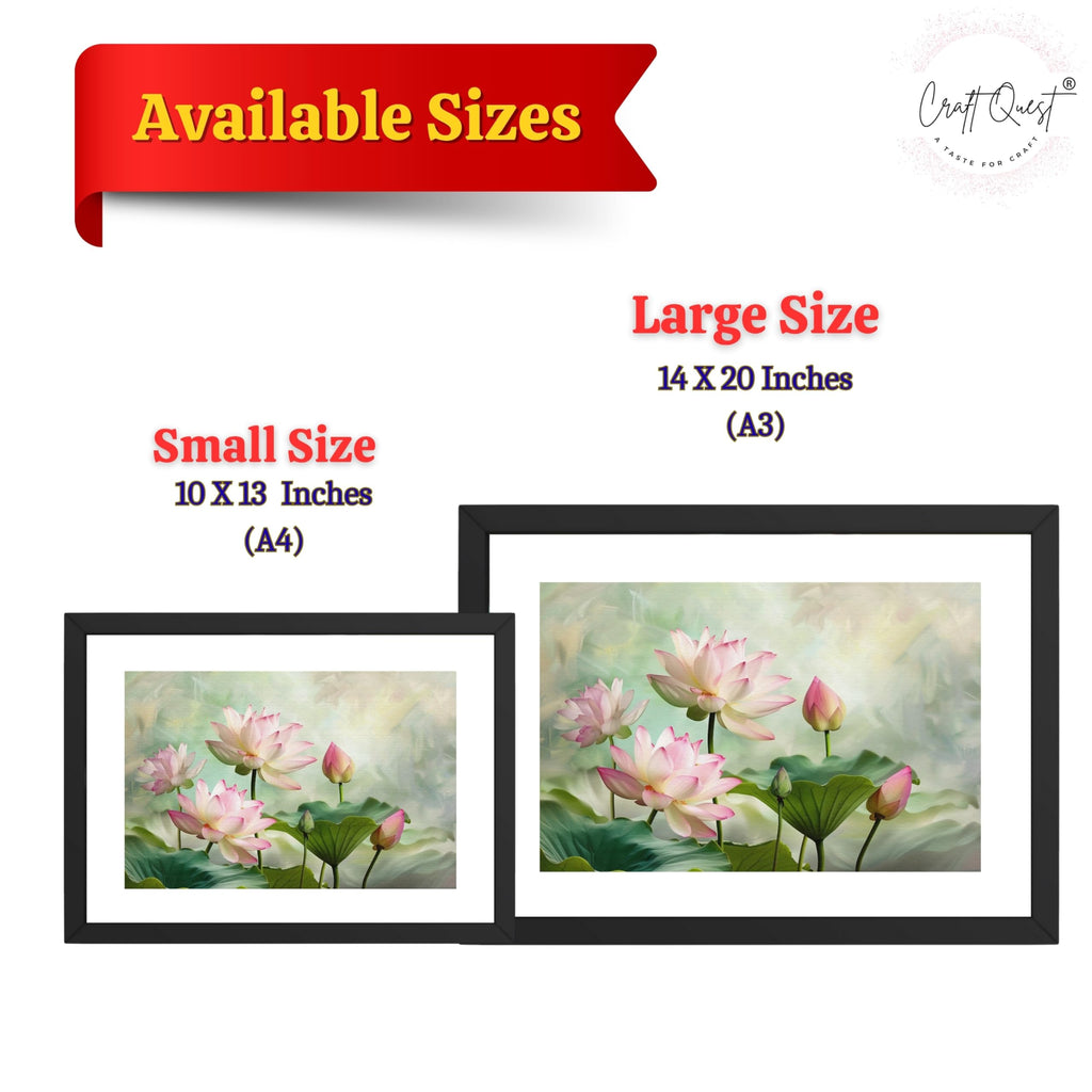 CRAFT QUEST Lotus Photo Frame Wall Vastu,Lotus Flower, Kamal Phool Painting for Vastu | Paintings for Home Decoration, Living room, and Office Décor