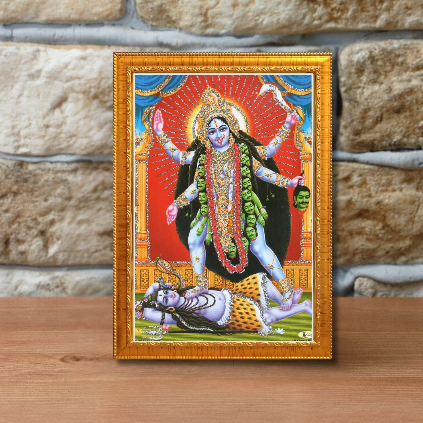 CRAFT QUEST Kali Mata photo with frame, God Religious Framed Painting With Acrylic Glass