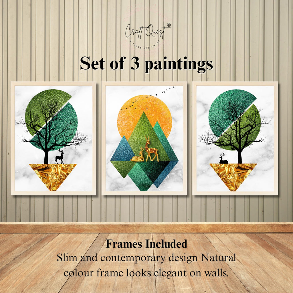 CRAFT QUEST Modern Art Abstract Wall Art | Set of 3 Frames for Home Decoration | Ideal for Living Room, Bedroom & Offices