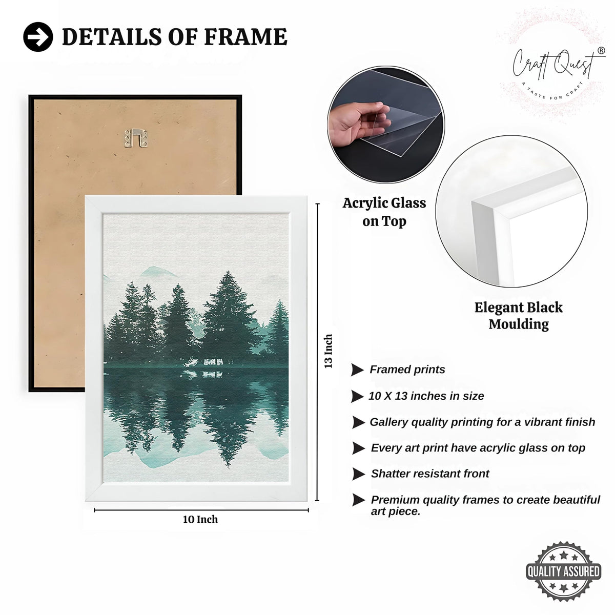 CRAFT QUEST Nature Inspired Series Paintings With Trees & Mountains Wall Art | Set of 3 Frames for Home Decoration | Ideal for Living Room, Bedroom & Offices