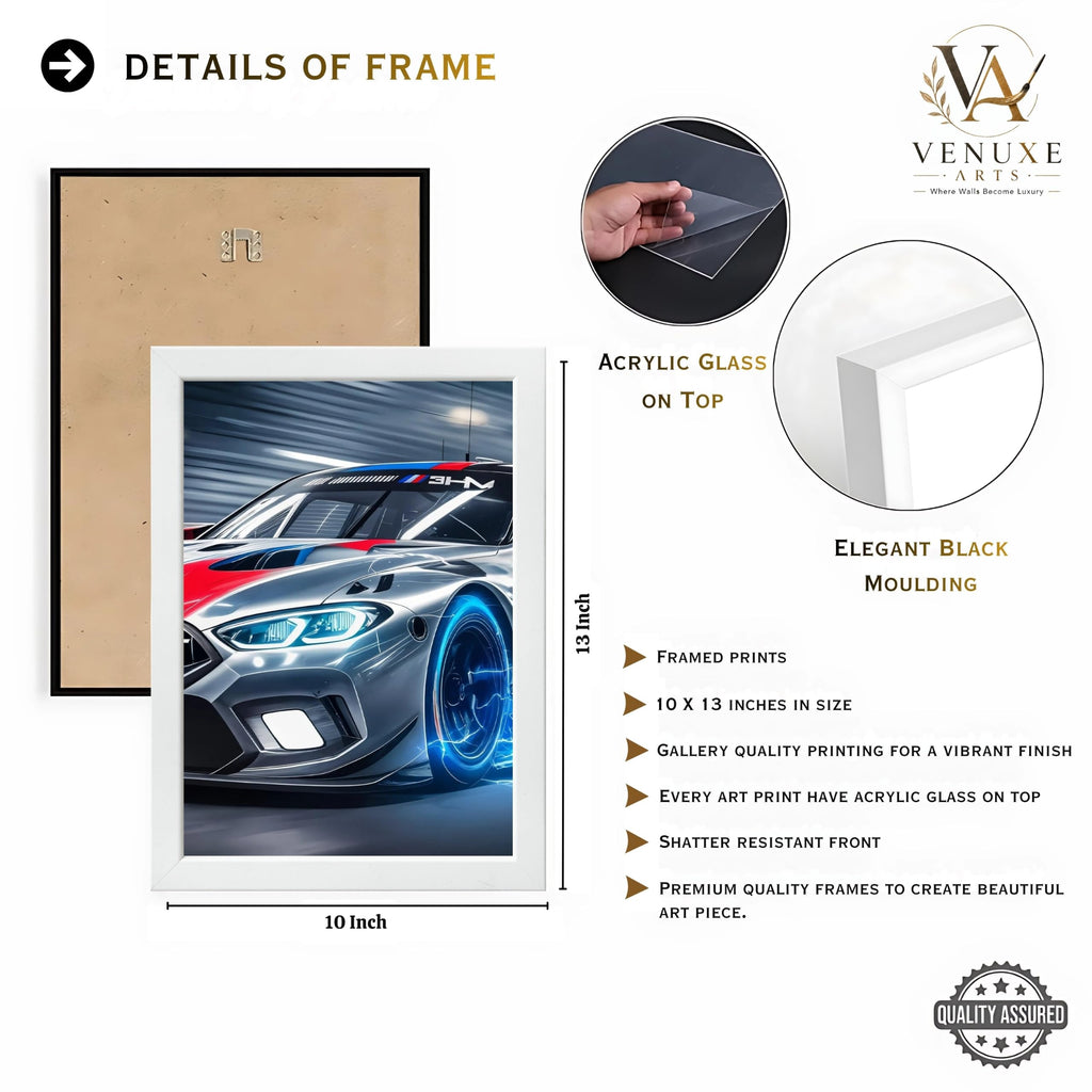 VENUXE ARTS Set Of 3 Big Sports Cars Framed Posters Gift Items for Boys Room Wall Decoration Bedroom Living Room Office Studio Décor | Car Poster Frame for Wall Décor