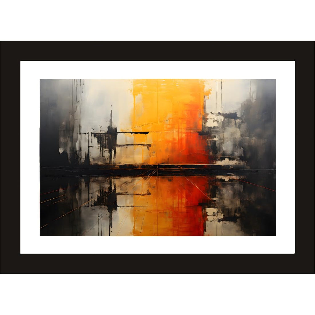 CRAFT QUEST Abstract Modern Art Painting Poster Frame for Home & Office Wall Decoration - Portrait, Wall Display (Black, 14x10 Inch Frame with Art Print) (Tropical Reverie)