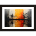 CRAFT QUEST Abstract Modern Art Painting Poster Frame for Home & Office Wall Decoration - Portrait, Wall Display (Black, 14x10 Inch Frame with Art Print) (Tropical Reverie)