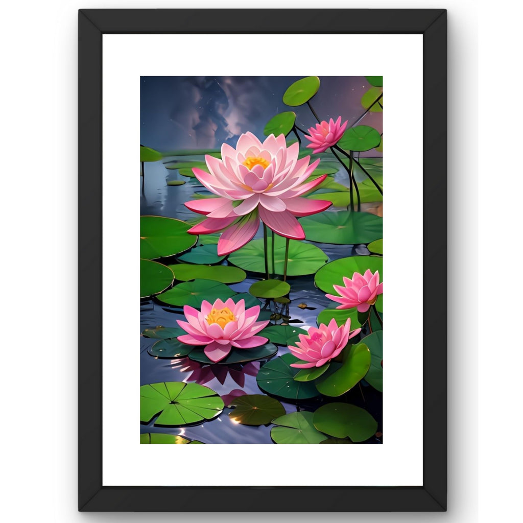 CRAFT QUEST Lotus Photo Frame Wall Vastu,Lotus Flower, Kamal Phool Painting for Vastu | Paintings for Home Decoration, Living room, and Office Décor