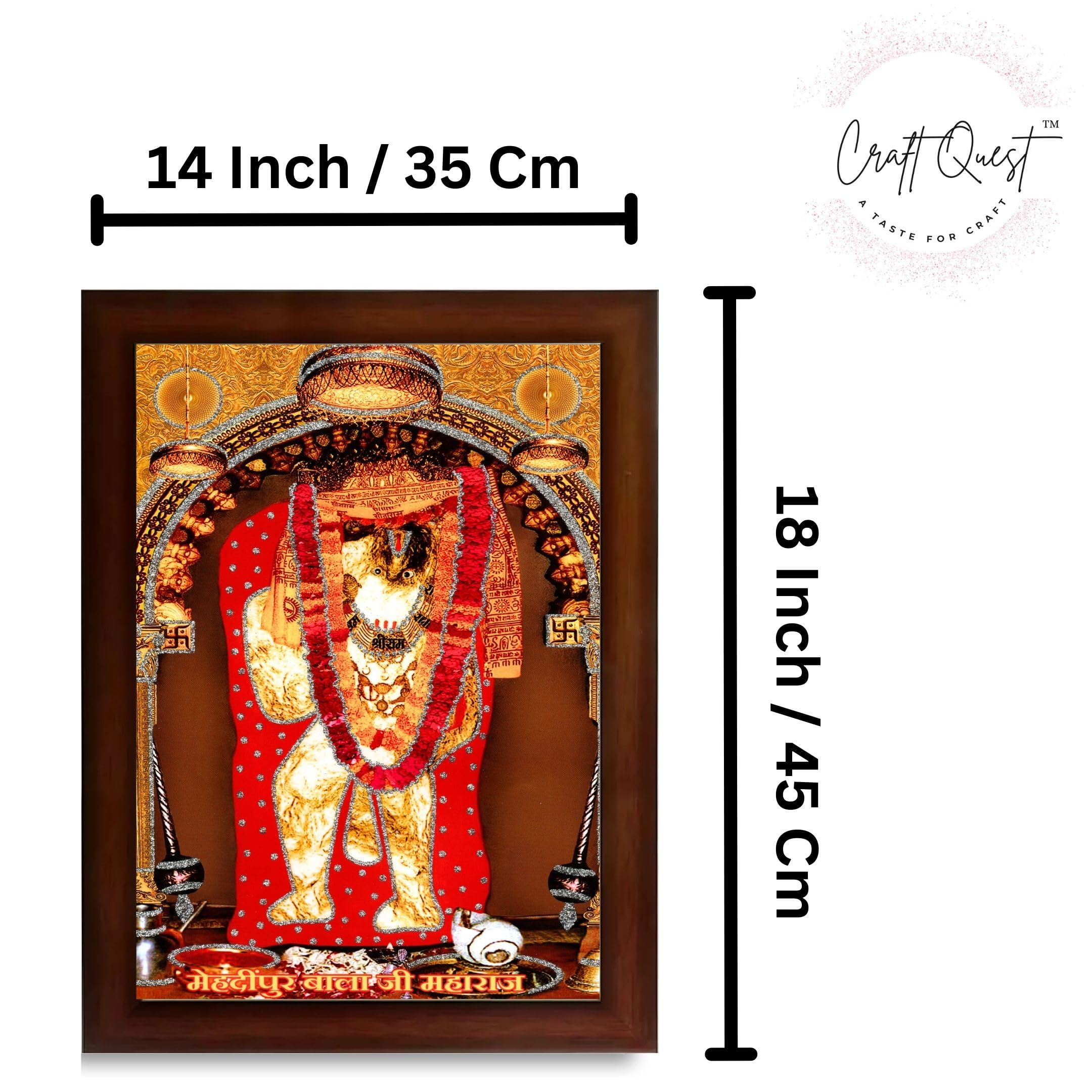 CRAFT QUEST Mehndipur balaji Hanuman | Bajrangbali Religious Photo with frame for Home Decorative Item