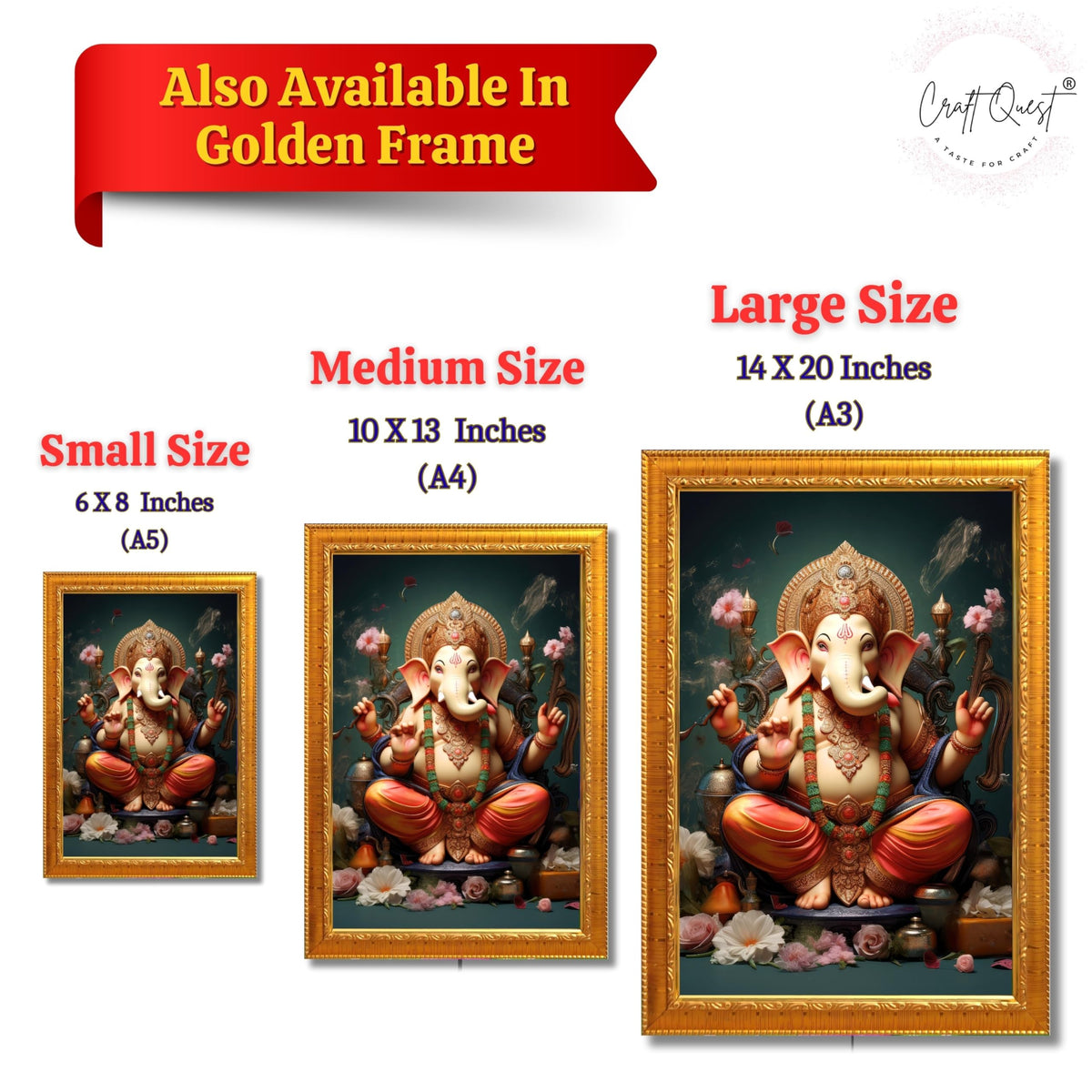 CRAFT QUEST Lord Ganesha Ganpati ji Abstract Modern Wall Painting With Frame For Home and Pooja,Office Décor