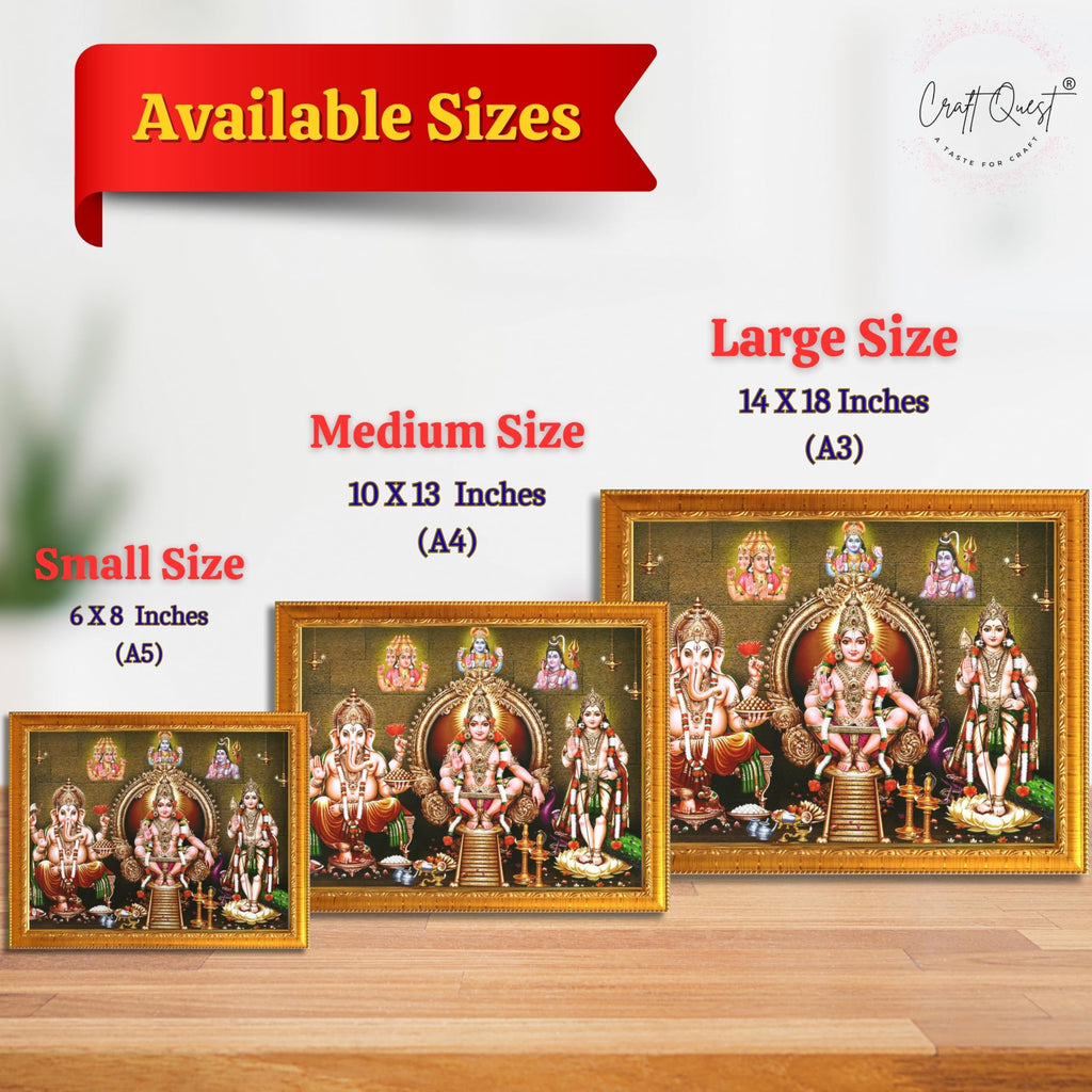 CRAFT QUEST Lord Swami Ayyappa Swamy Ayyappan Iyyappan South photo Frame For Wall Painting,Mandir, Pooja, Home Décor Items