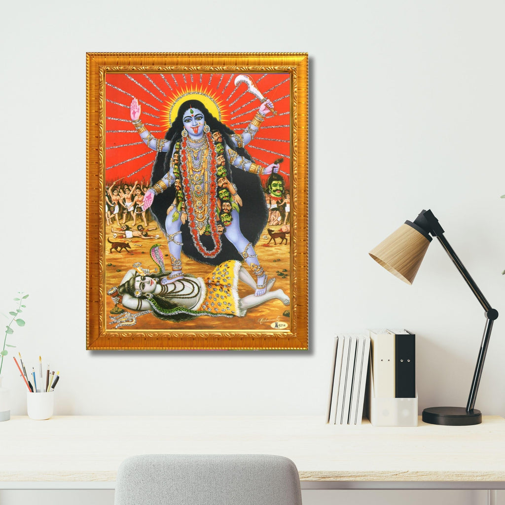 CRAFT QUEST Kali Mata photo with frame, God Religious Framed With Acrylic Glass