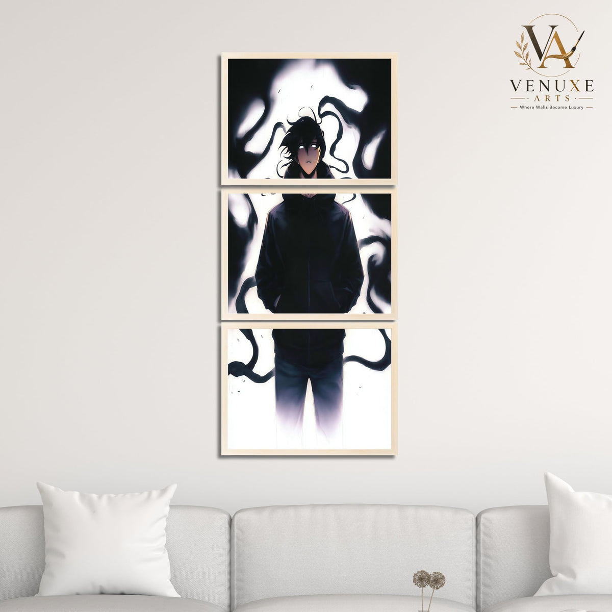 VENUXE ARTS Set Of 3 Anime Characters Wall Framed |Anime Characters Framed Poster for Living Room Bedroom Gaming Room Studio Wall Decor