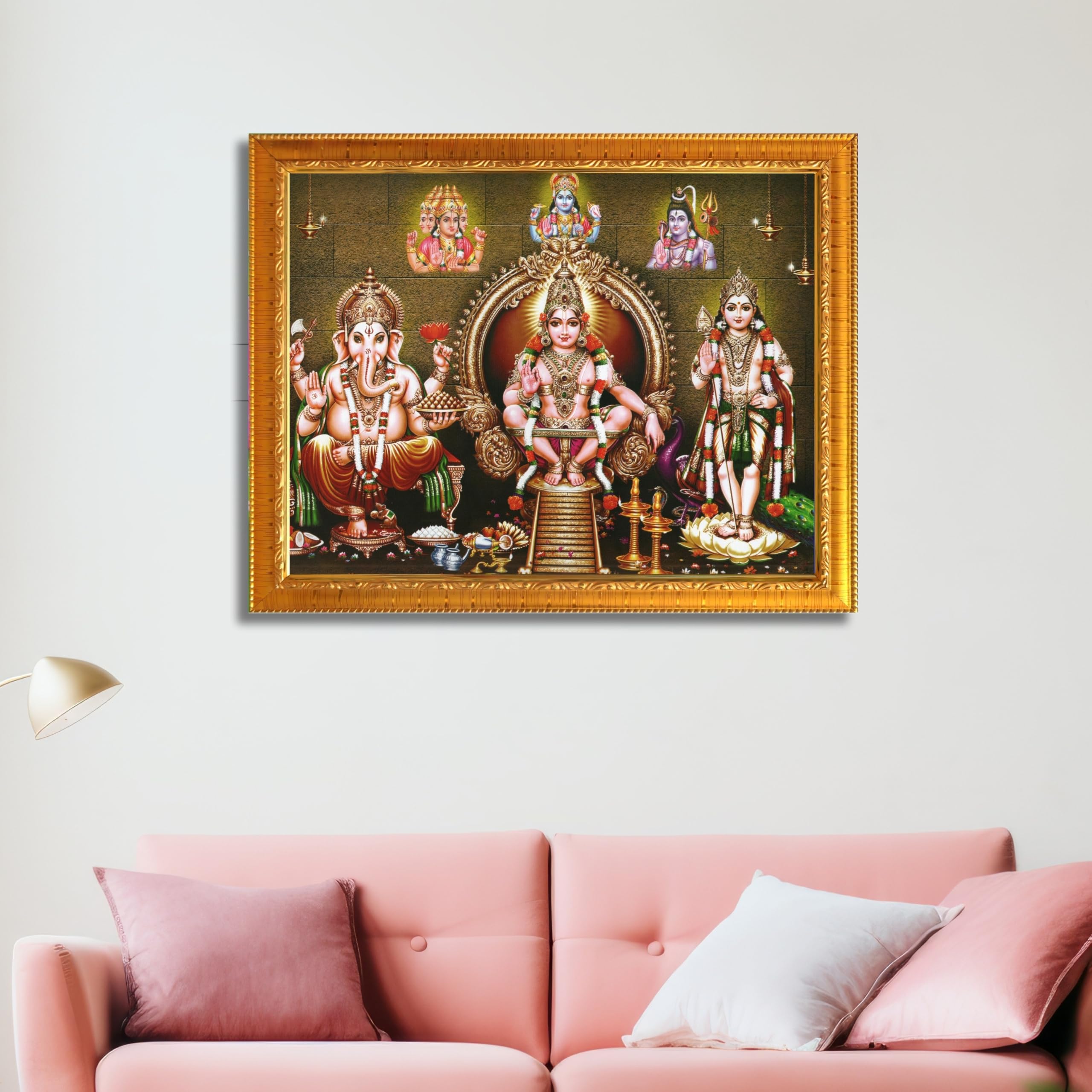 CRAFT QUEST Lord Swami Ayyappa Swamy Ayyappan Iyyappan South photo Frame For Wall Painting,Mandir, Pooja, Home Décor Items