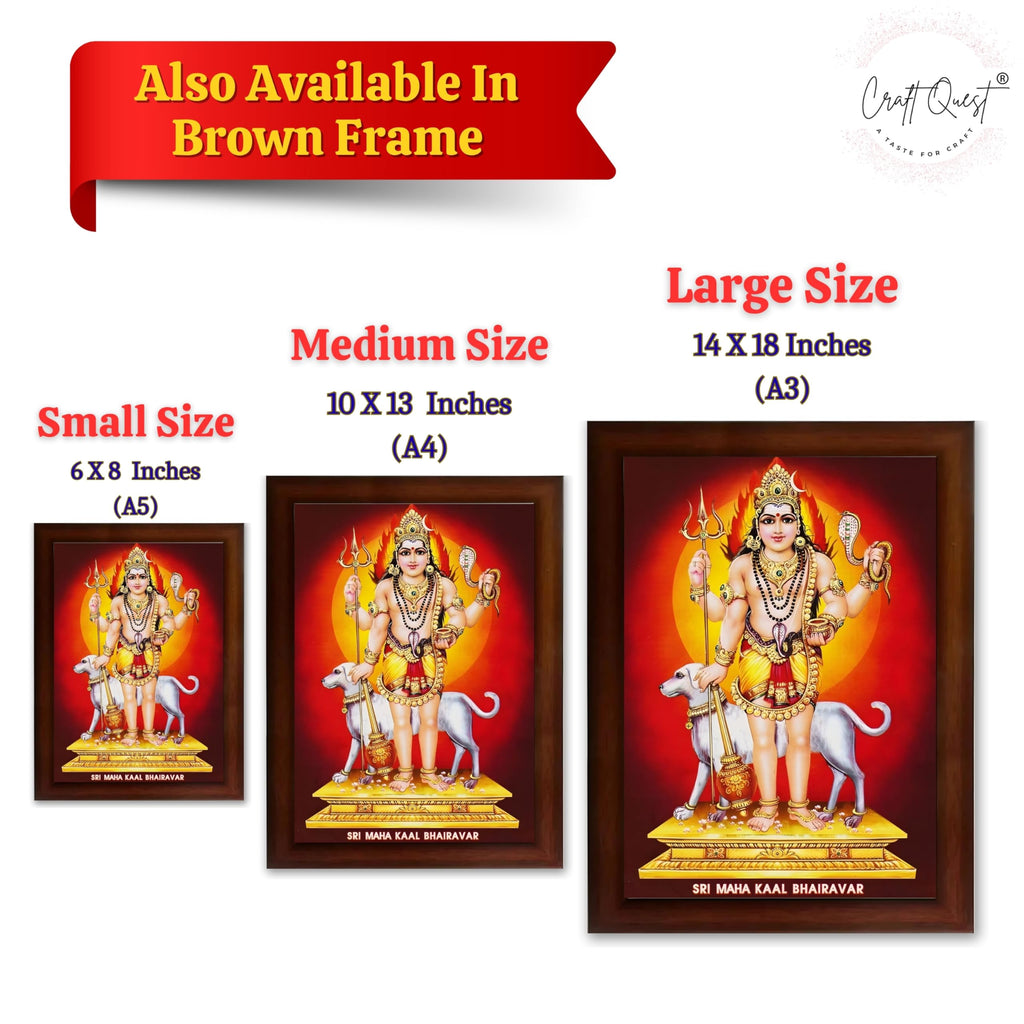 CRAFT QUEST Bhairava Kaal Bhairav Baba Bairava Photo Frame | Hindu God Spiritual Framed | Ideal for Home, Office, Temple & Puja Room, Wall Decor