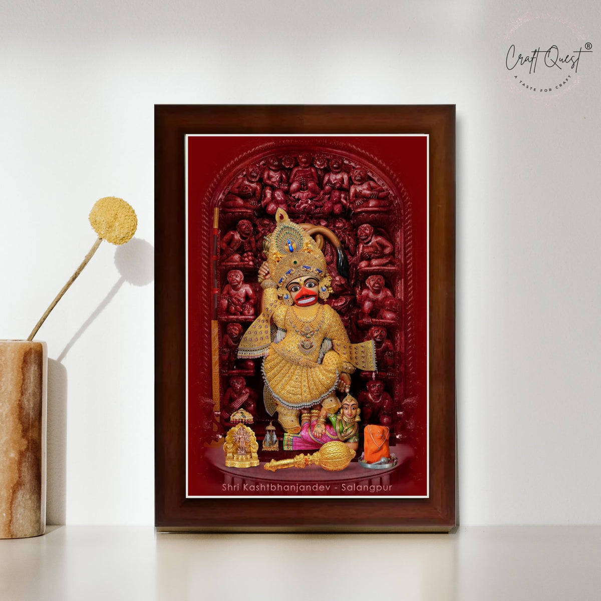 CRAFT QUEST Shree Kashtabhanjan Dev Hanumanji Salangpur Religious Photo Frame Synthetic, Wall hangings