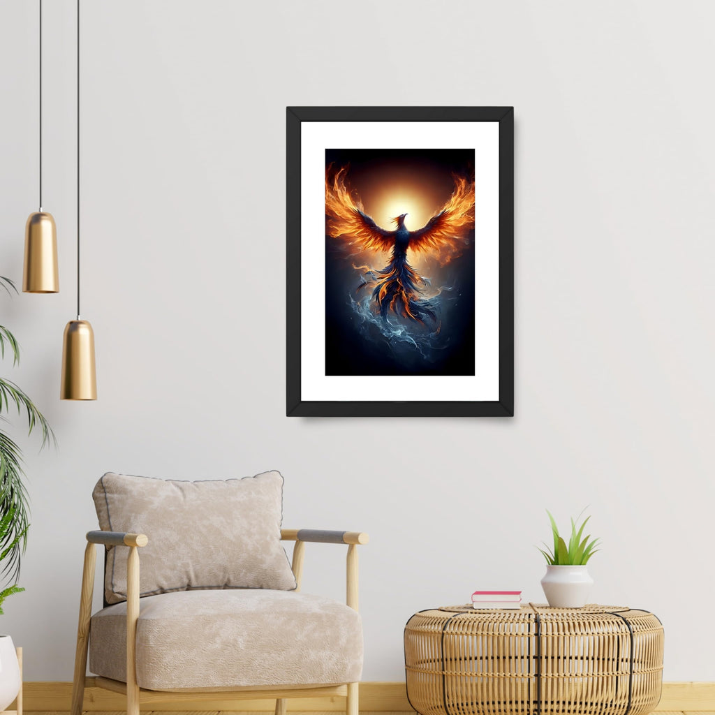 CRAFT QUEST Phoenix Bird Painting – Rising Phoenix Vastu Wall Art – Wall Decoration – Positive Energy Painting for Success, Growth & Spiritual Inspiration