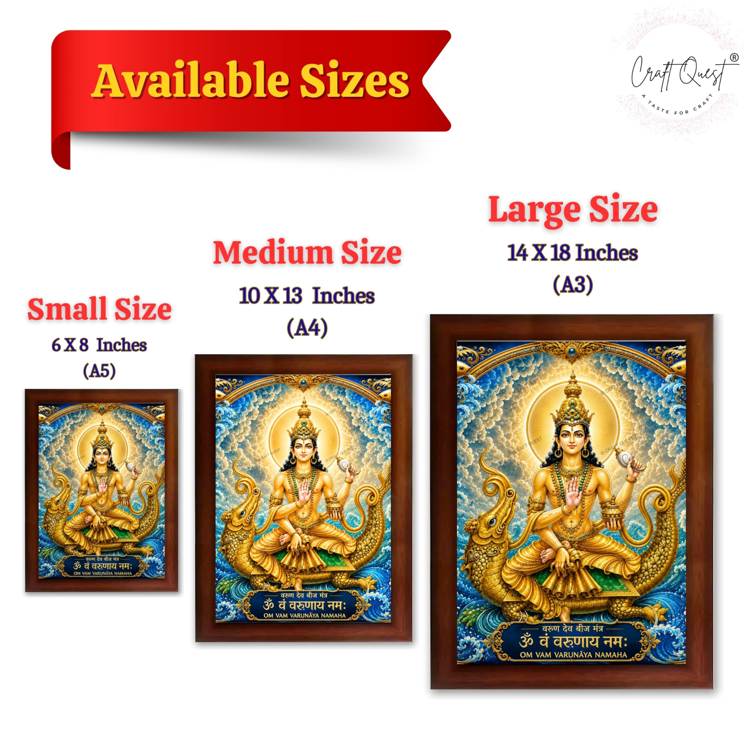 CRAFT QUEST Varun Dev photo frame for wall vastu | Jhulelal Ji Acrylic Photo Frame for Wall Decoration | Vastu Positive Energy Wall Art for Home, Office & Temple