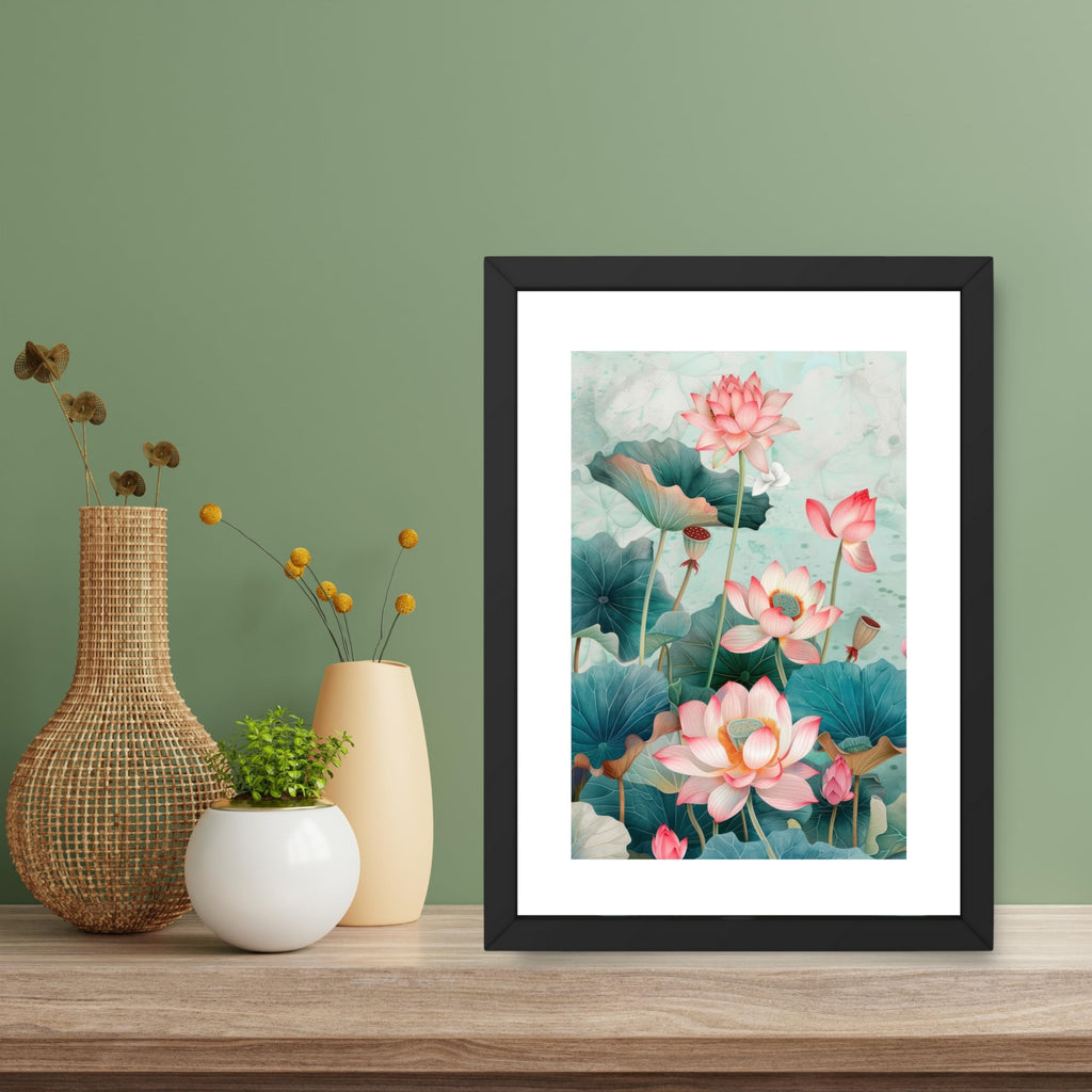 CRAFT QUEST Lotus Photo Frame Wall Vastu,Lotus Flower, Kamal Phool Painting for Vastu | Paintings for Home Decoration, Living room, and Office Décor