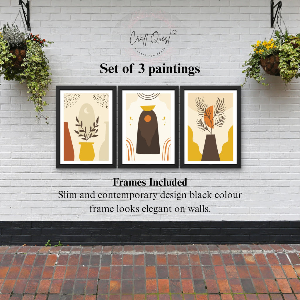 CRAFT QUEST 3 Piece Set Wall Art Poster Frame Painting for Wall Decoration MDF Frame, Wall Art for living room,Home, Office Restrorent