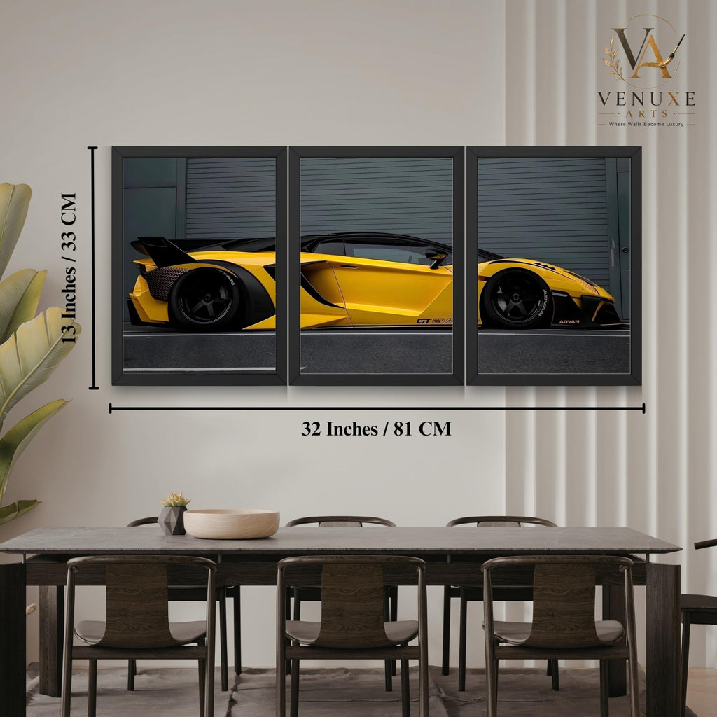 VENUXE ARTS Set Of 3 Big Sports Cars Framed Posters Gift Items for Boys Room Wall Decoration Bedroom Living Room Office Studio Décor | Car Poster Frame for Wall Décor