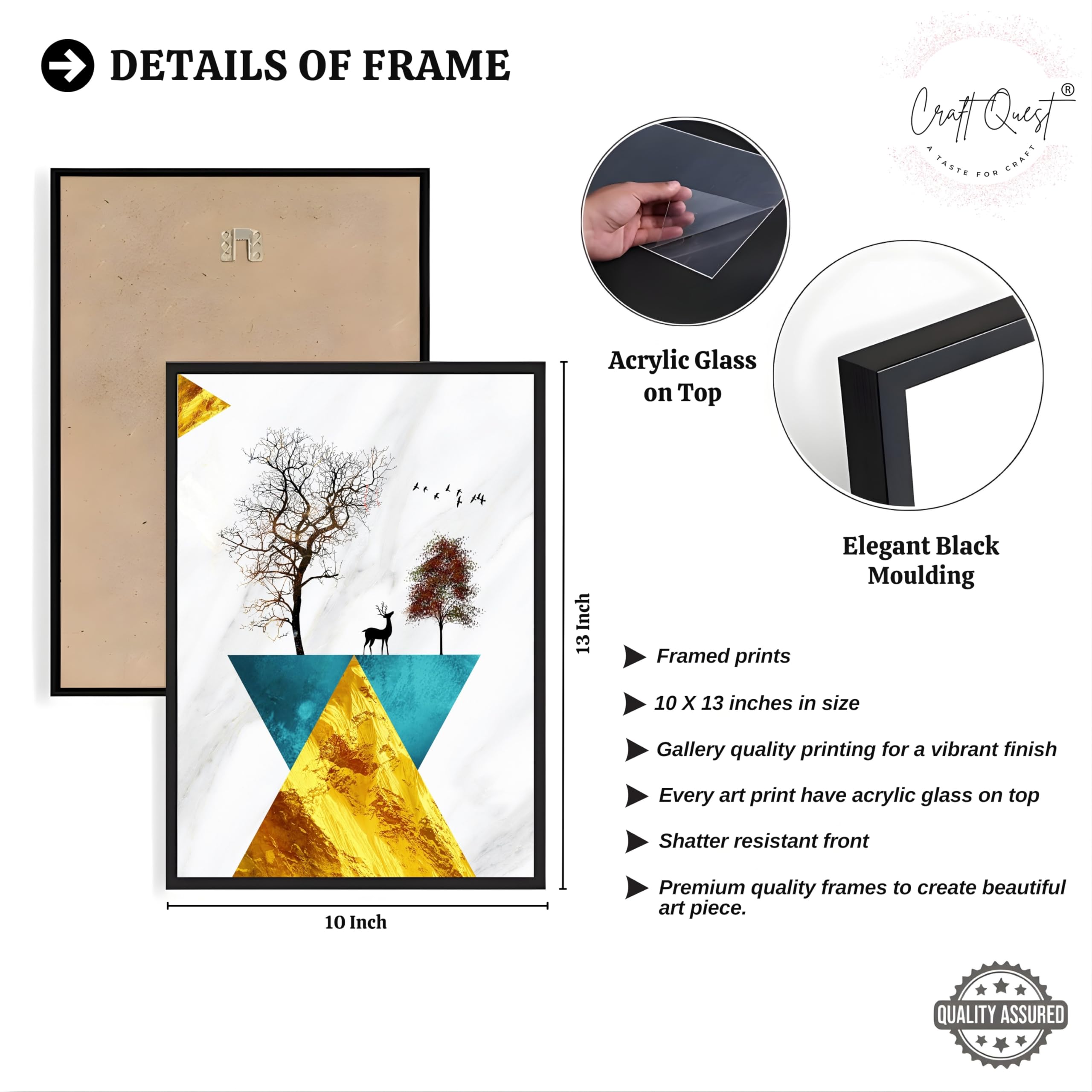 CRAFT QUEST Abstract Modern Art Wall Frame | Set of 3 Frames for Home Decoration | Ideal for Living Room, Bedroom & Offices