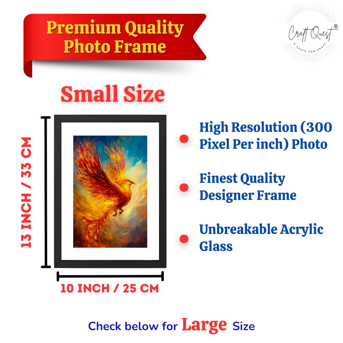 CRAFT QUEST Phoenix Bird Painting – Rising Phoenix Vastu Wall Art – Wall Decoration – Positive Energy Painting for Success, Growth & Spiritual Inspiration