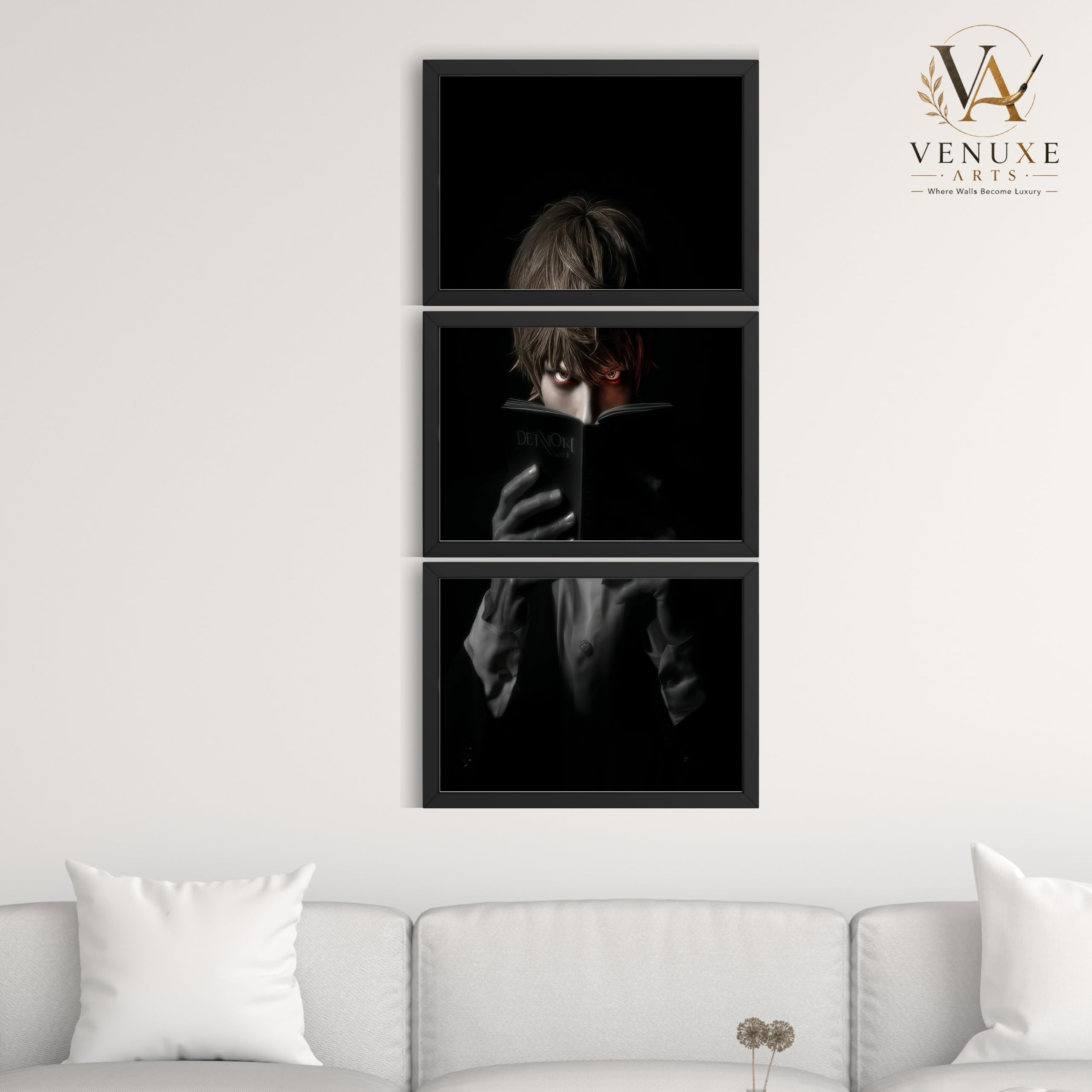 VENUXE ARTS Set Of 3 Anime Characters Wall Framed |Anime Characters Framed Poster for Living Room Bedroom Gaming Room Studio Wall Decor