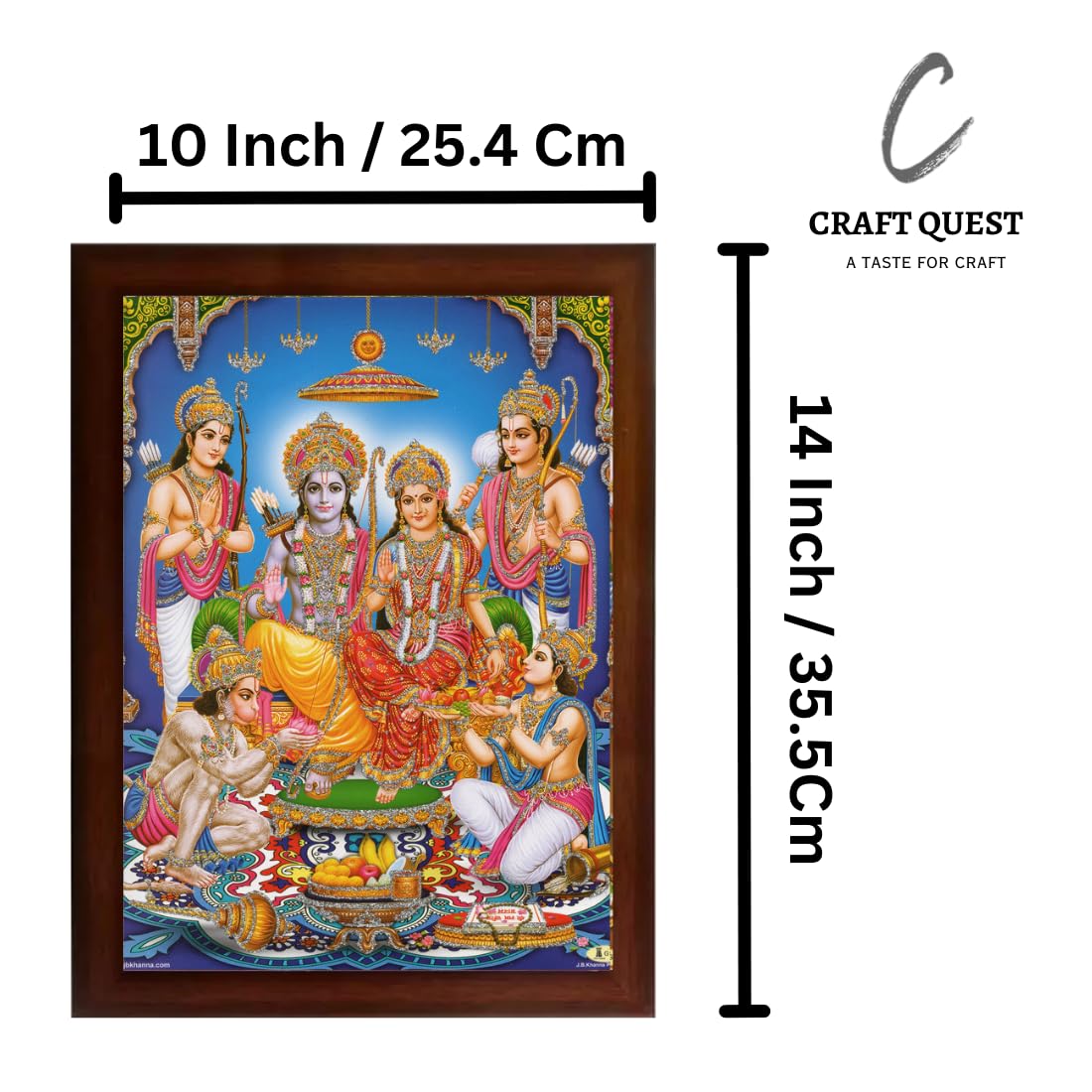 Craft Quest Shree Ram Darbar Sparkle Coated Framed with Acrylic glass Home Decorative Gift Item Painting (14 X 10 Inch, Multicolour, Religious)