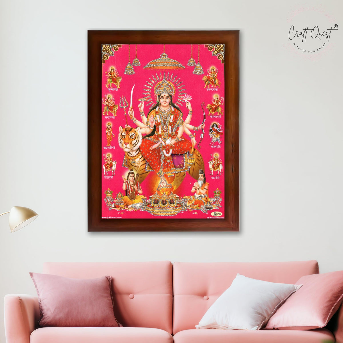 CRAFT QUEST Durga Maa Mata Goddess Nav Navadurga Navdurga Wall Painting Framed Home Décor