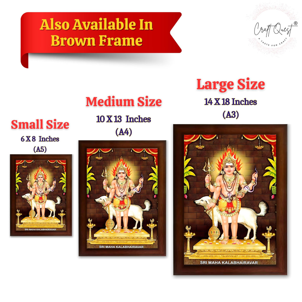 CRAFT QUEST Kala Bhairava Kaal Bhairav Baba Bairava Photo Frame | Hindu God Spiritual Framed | Ideal for Home, Office, Temple & Puja Room, Wall Decor