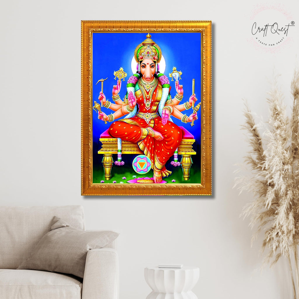 CRAFT QUEST Varahi Amman Devi Religious Photo Frame With Acrylic Glass, Religious Framed Painting