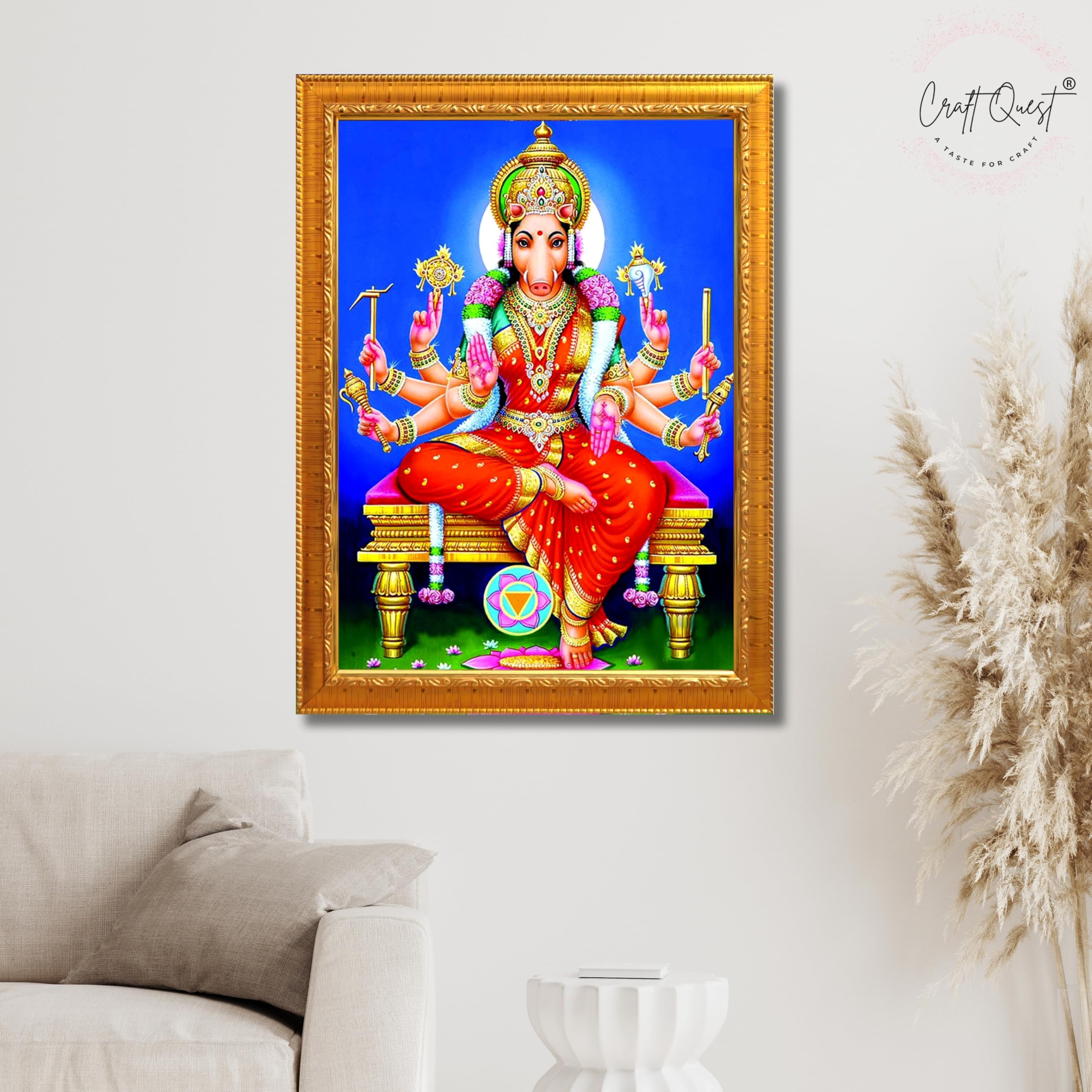 CRAFT QUEST Varahi Amman Devi Religious Photo Frame With Acrylic Glass, Religious Framed Painting