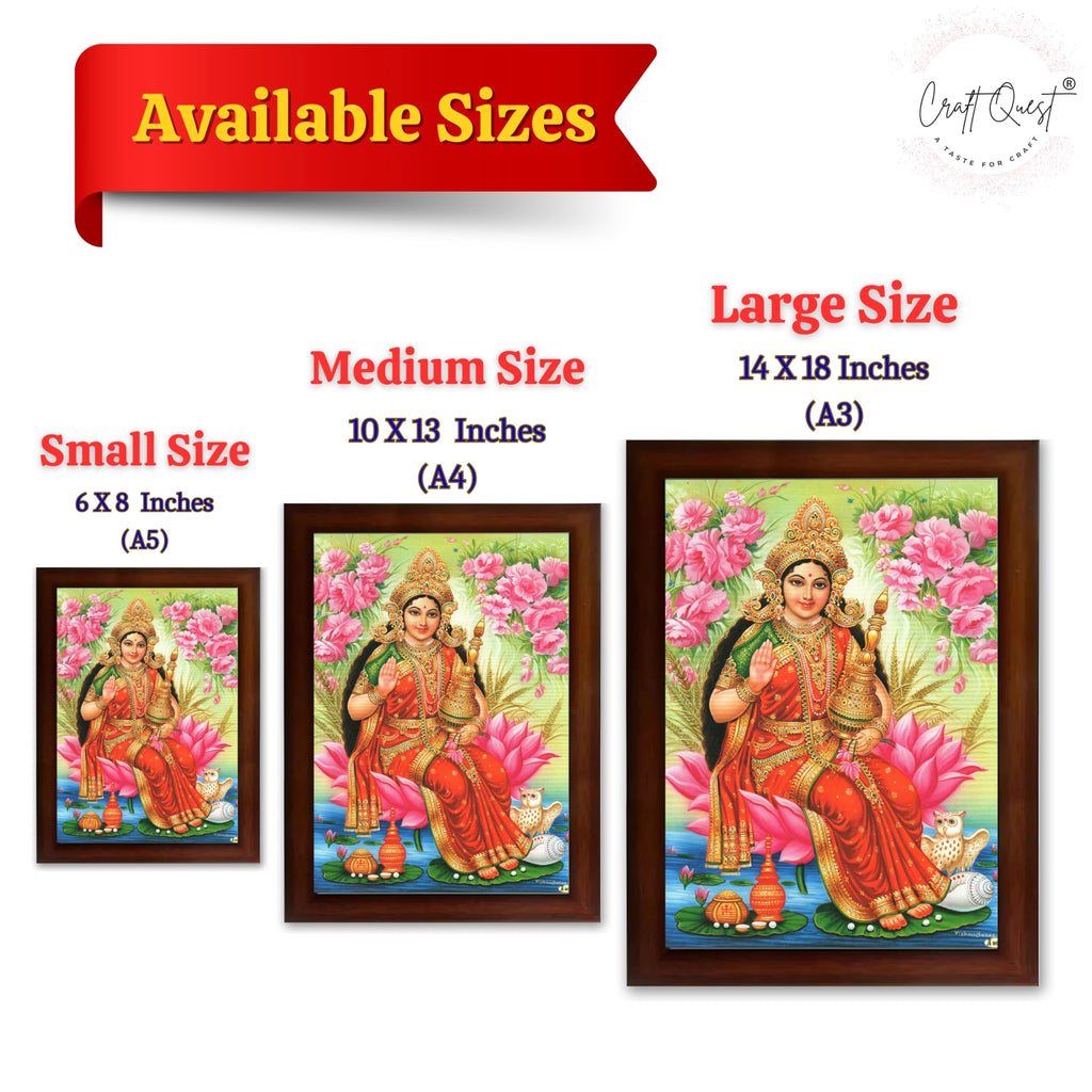 CRAFT QUEST Goddess Lakshmi Devi Dhana Vaibhav Laxmi Maa Wall Painting Framed Home Decor