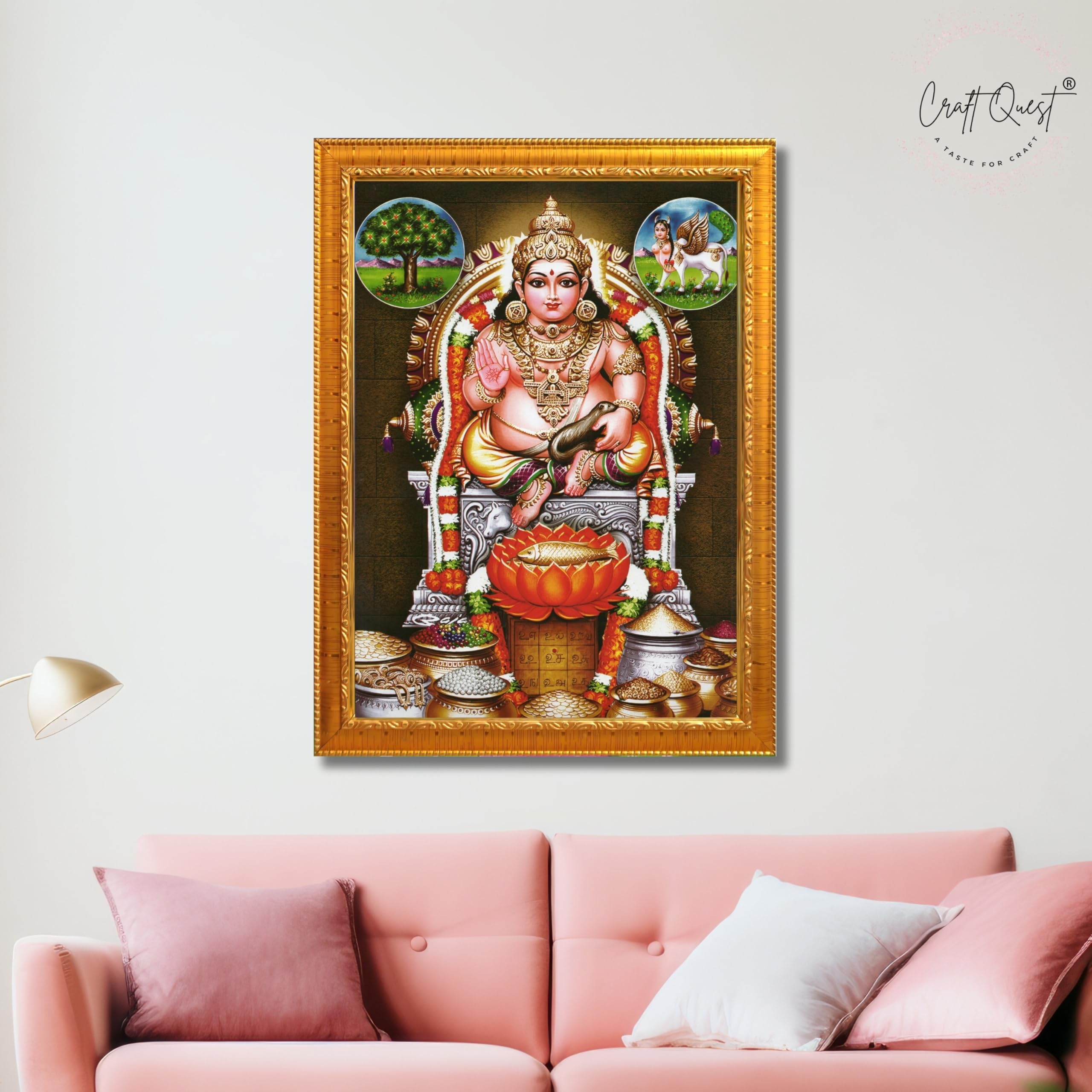 CRAFT QUEST Lord Kubera Swamy Bhagwan Kuber Kubera Wall Painting Framed, Religious Photo Frame, Home Decoration Gift Item