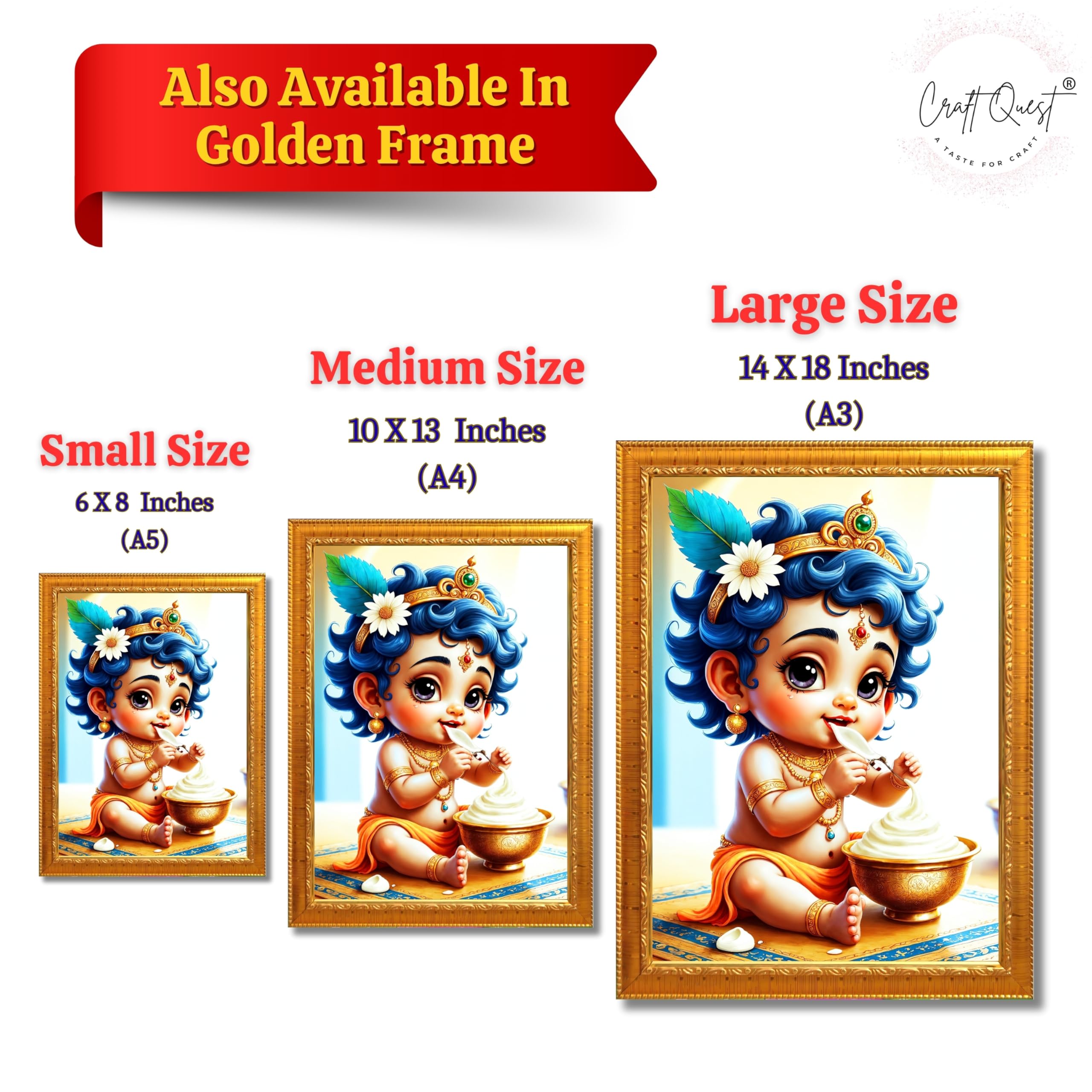 CRAFT QUEST Bal Gopal Painting Kanha Ji Poster | Walls Home Bedroom Living Room Decoration Gift.