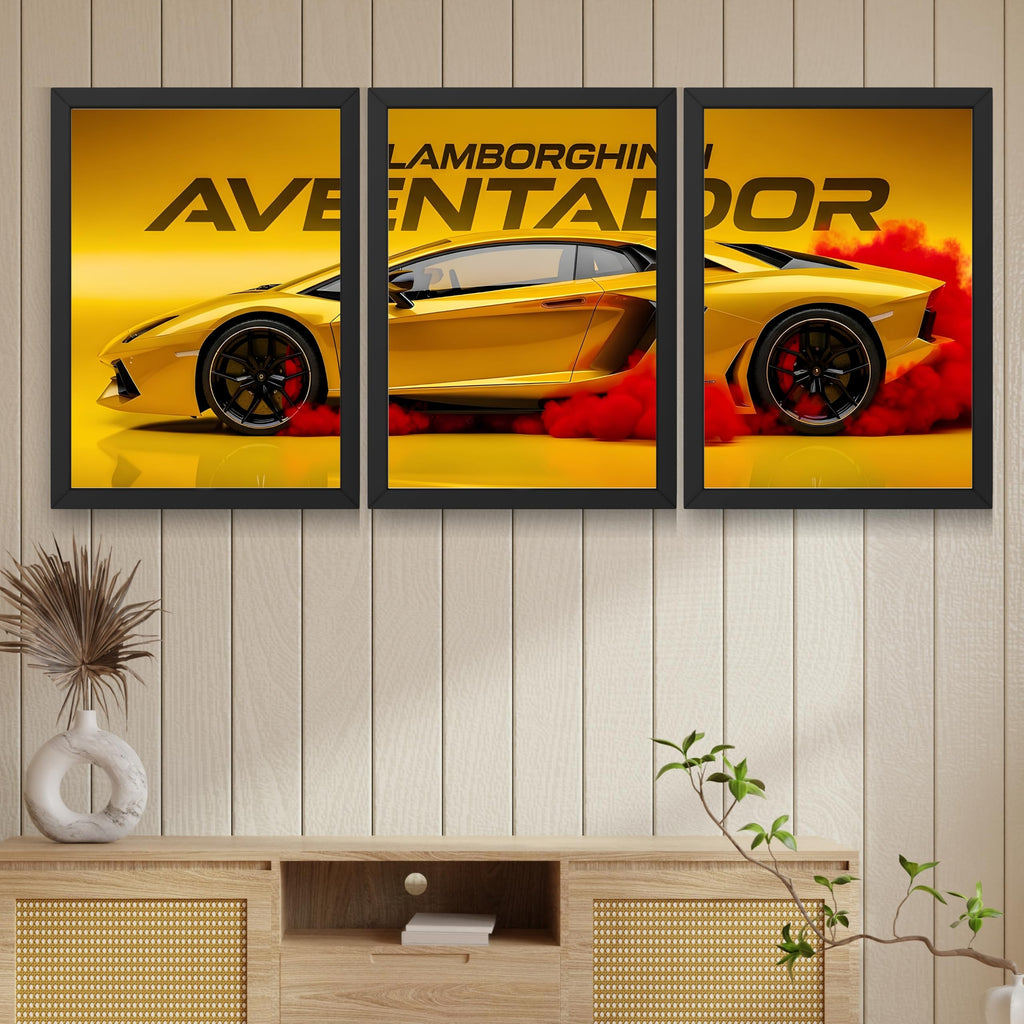 VENUXE ARTS Set Of 3 Big Sports Cars Framed Posters Gift Items for Boys Room Wall Decoration Bedroom, Living Room, Office, Studio Décor | Car Poster Frame for Wall Décor