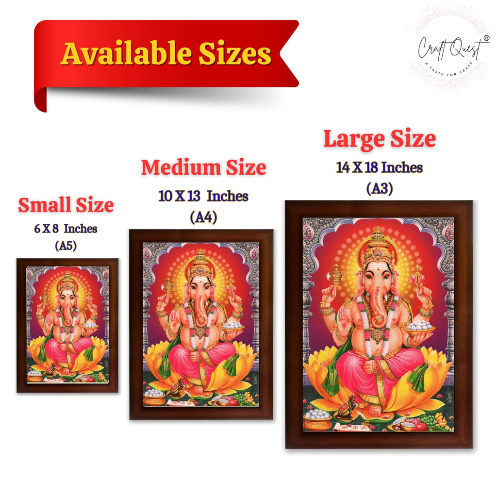 CRAFT QUEST Lord Ganesha Ganesh Ganpati Hanging Wall Painting Framed Home Decor