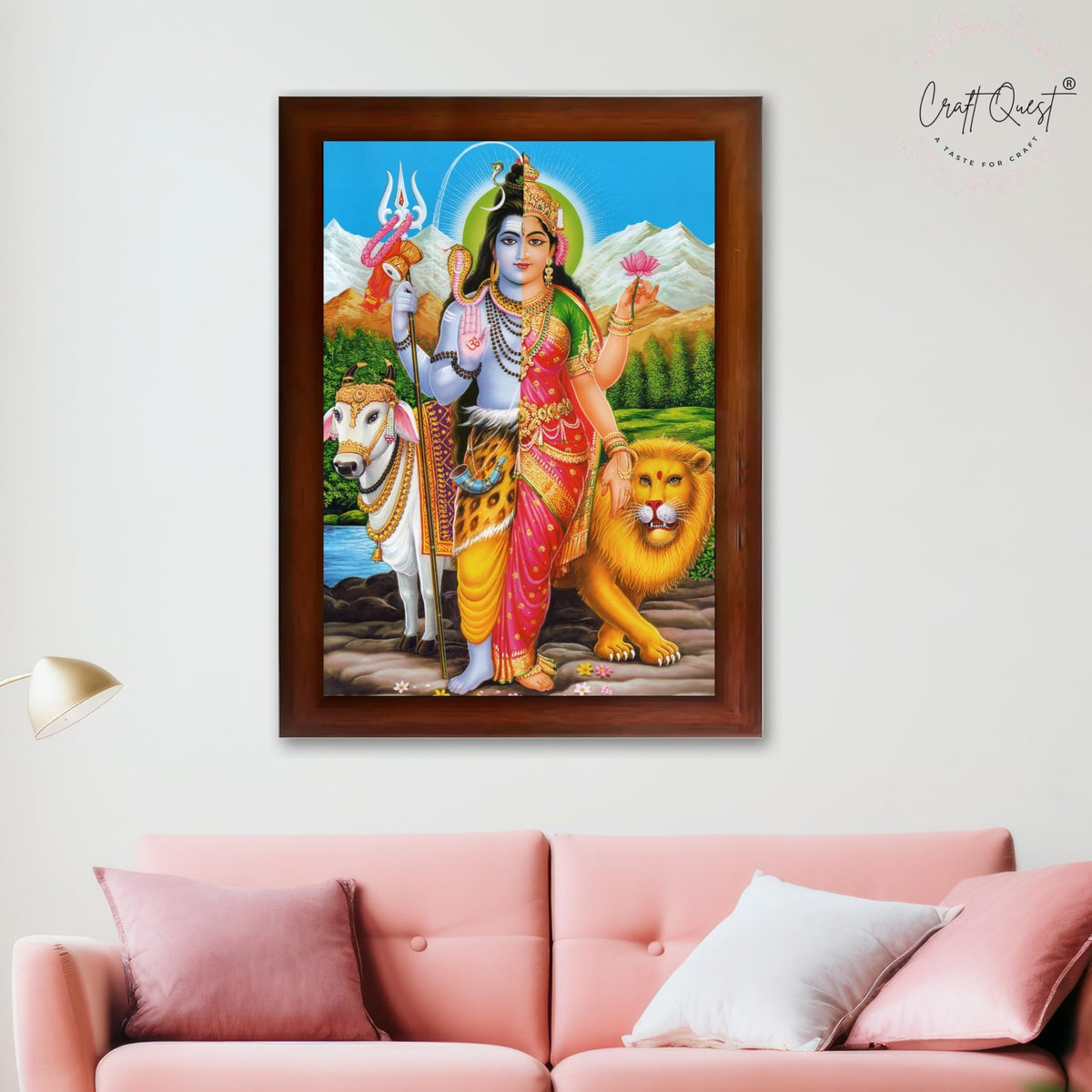 CRAFT QUEST Ardhanarishvara Arthanareeswara Shiv Parvati Photo Frame | Religious Photo Frame | Ideal for Home, Office, Temple & Puja Room, Wall Decor