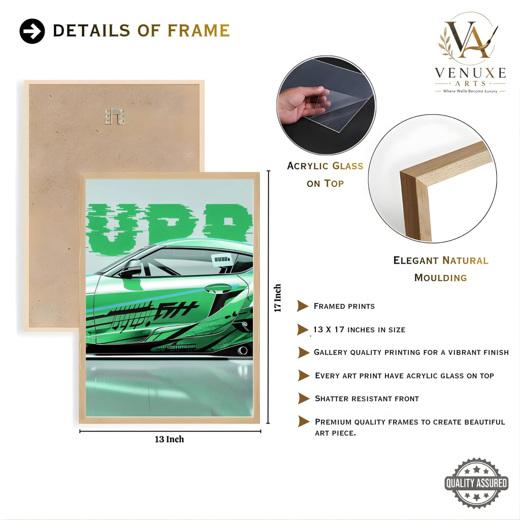 VENUXE ARTS Set Of 3 Big Sports Cars Framed Posters Gift Items for Boys Room Wall Decoration Bedroom Living Room Office Studio Décor | Car Poster Frame for Wall Décor