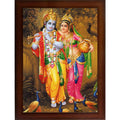 Craft Quest Radha Krishna Sparkle Coated Home Decorative Gift Item Framed Painting (10 X 14 Inches, Brown) RK1013-08