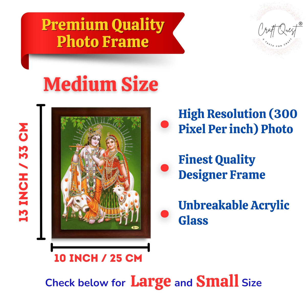CRAFT QUEST Radha Krishna Flute Painting With Frame Wall Paintings for Living Room, Bedroom, Office Décor