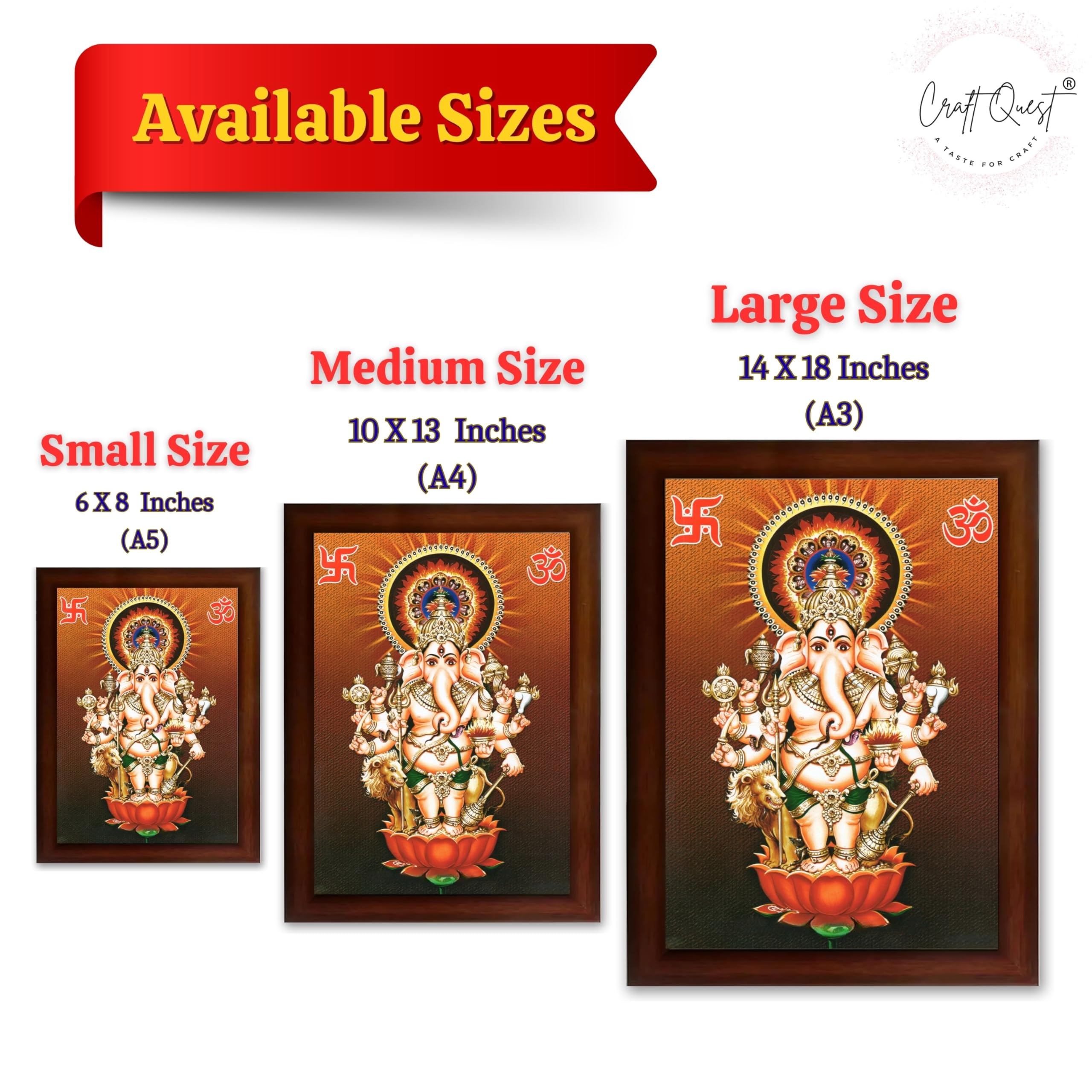 CRAFT QUEST Drishti Ganapati ji for Entrance Vastu Ganesha Wall Painting Framed Home Decor | Religious God Picture Frame for Home, Office, Temple & Gifting