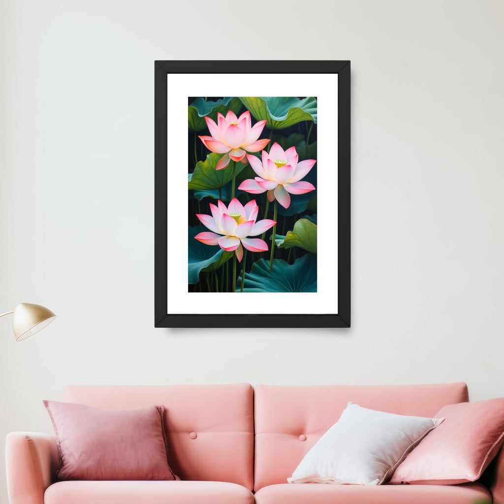 CRAFT QUEST Lotus Photo Frame Wall Vastu,Lotus Flower, Kamal Phool Painting for Vastu | Paintings for Home Decoration, Living room, and Office Décor