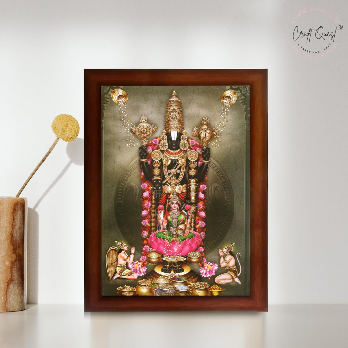 CRAFT QUEST Venkateshwara Tirupati Balaji Lakshmi venkateshwer Swamy Wall Photo Frame For Home, Temple, Pooja, Wall Décor Item
